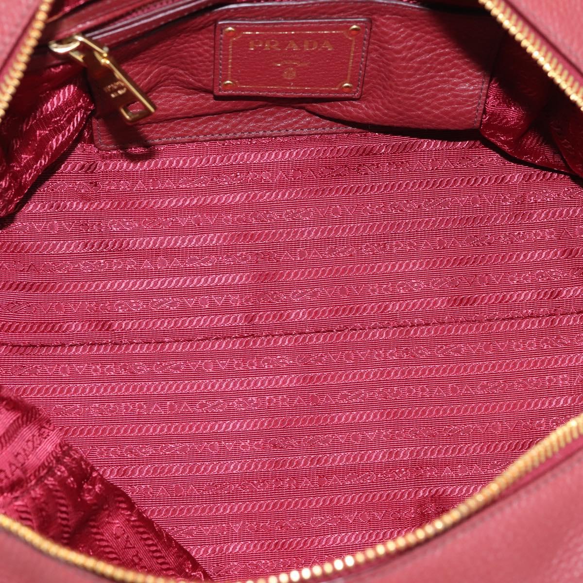 PRADA Vitterodino Hand Bag Leather Bordeaux Gold Auth BA15970V