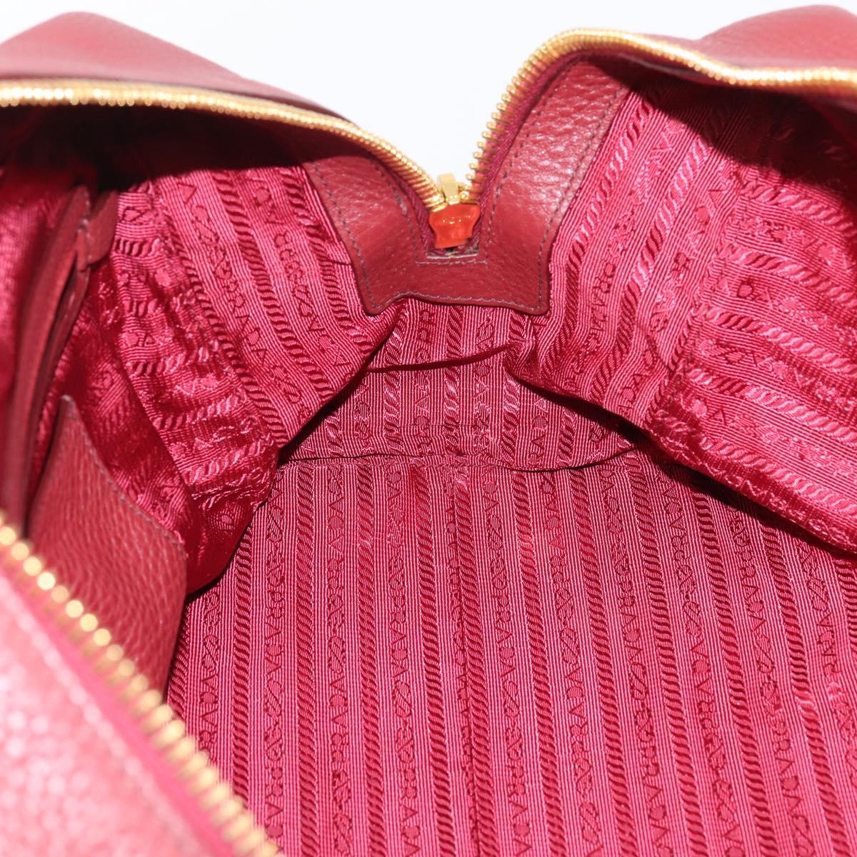 PRADA Vitterodino Hand Bag Leather Bordeaux Gold Auth BA15970V