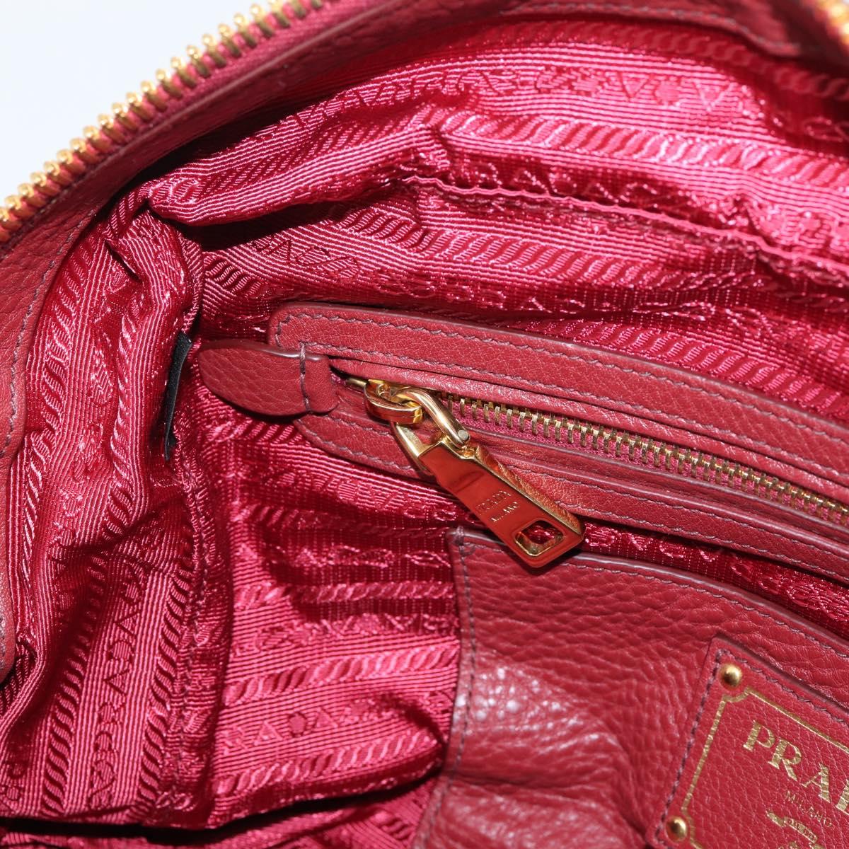PRADA Vitterodino Hand Bag Leather Bordeaux Gold Auth BA15970V