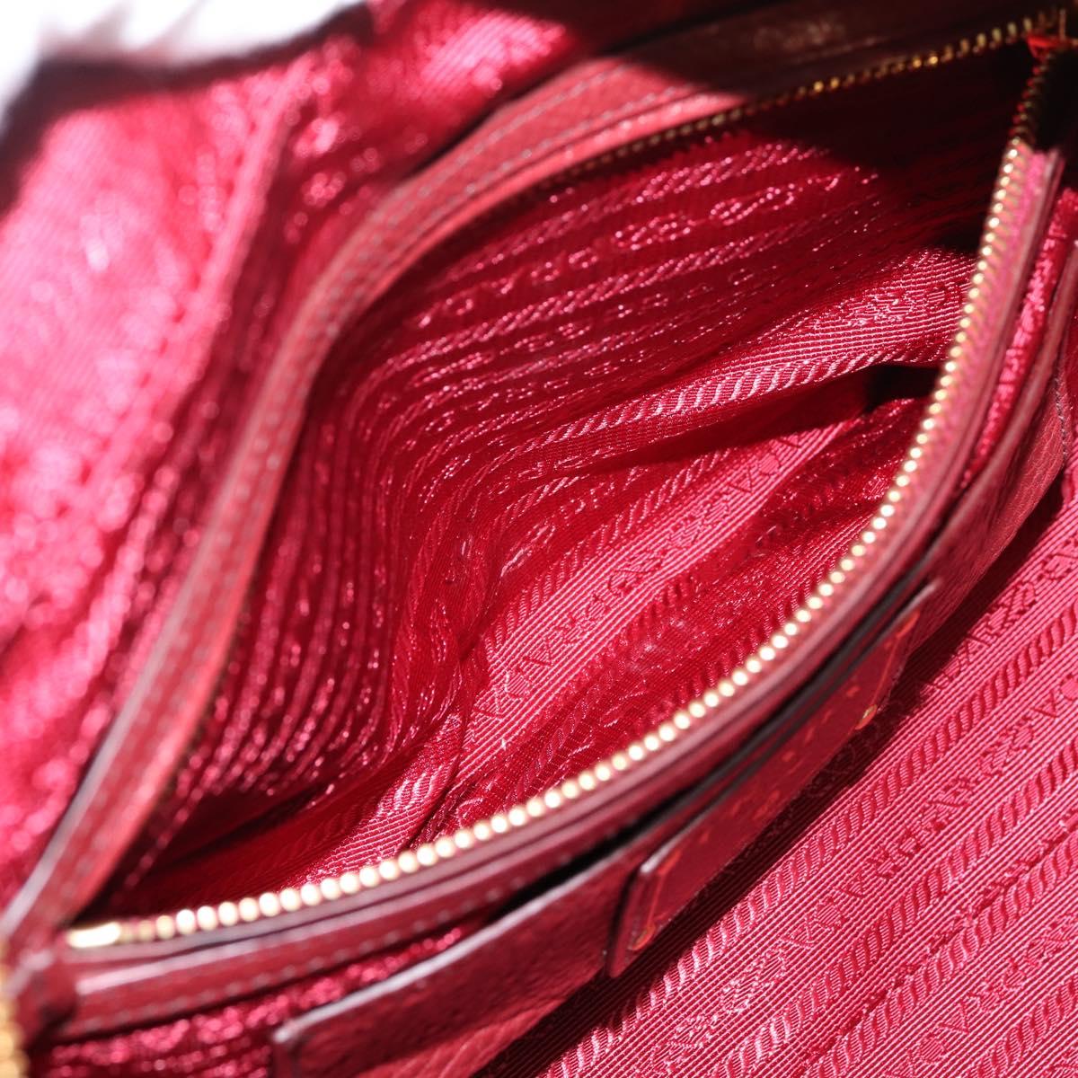 PRADA Vitterodino Hand Bag Leather Bordeaux Gold Auth BA15970V