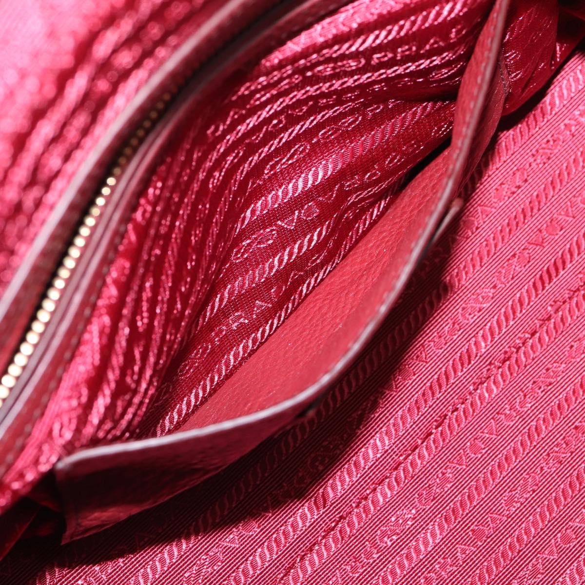 PRADA Vitterodino Hand Bag Leather Bordeaux Gold Auth BA15970V