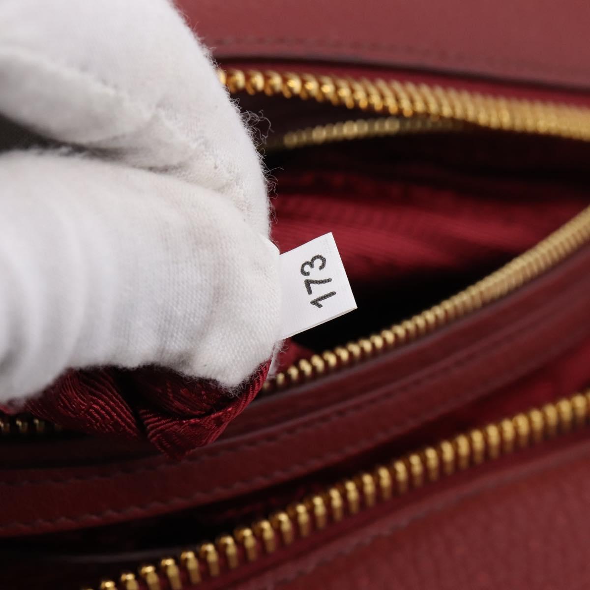 PRADA Vitterodino Hand Bag Leather Bordeaux Gold Auth BA15970V