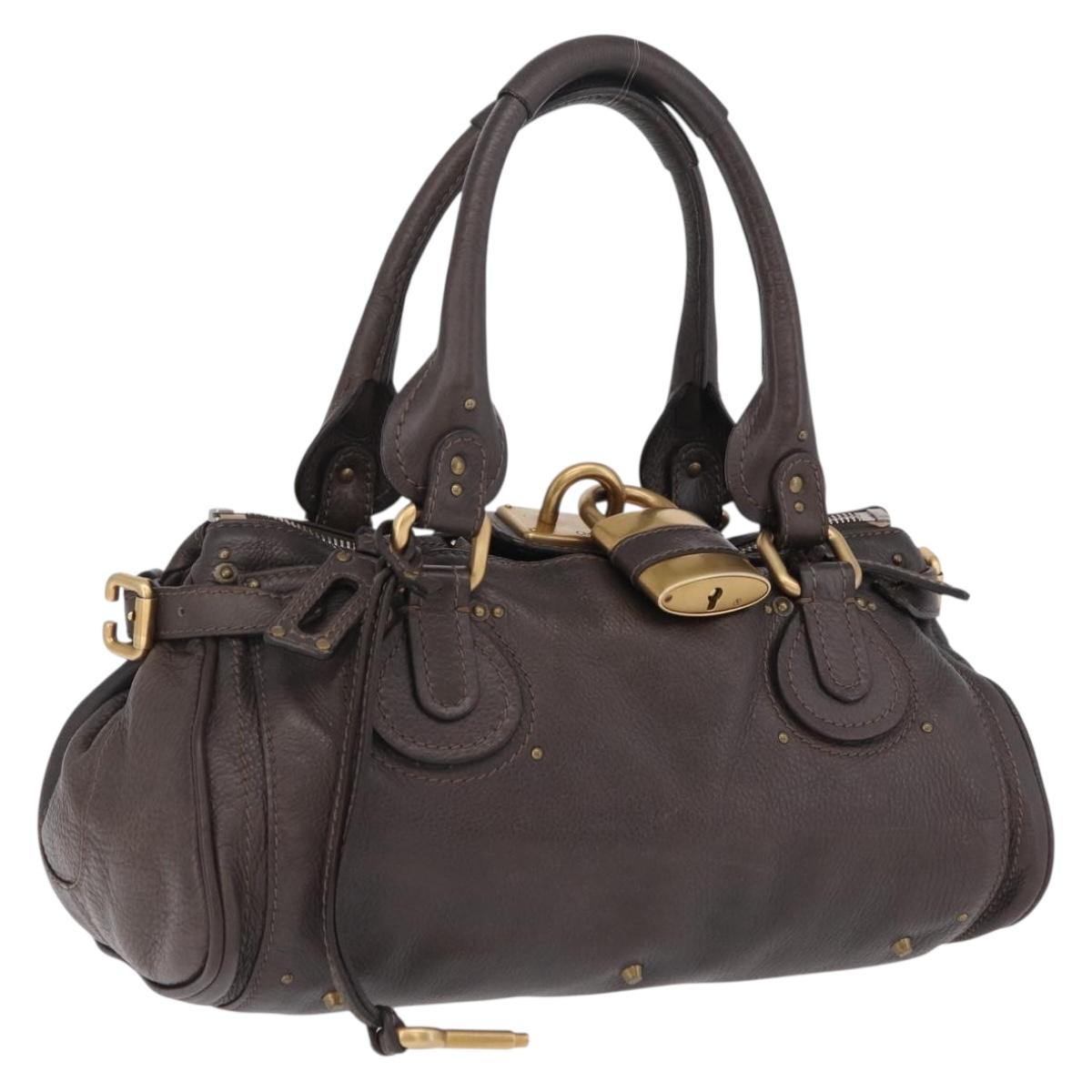 Chloe Paddington Hand Bag Leather Brown Gold Silver Auth BA15973V