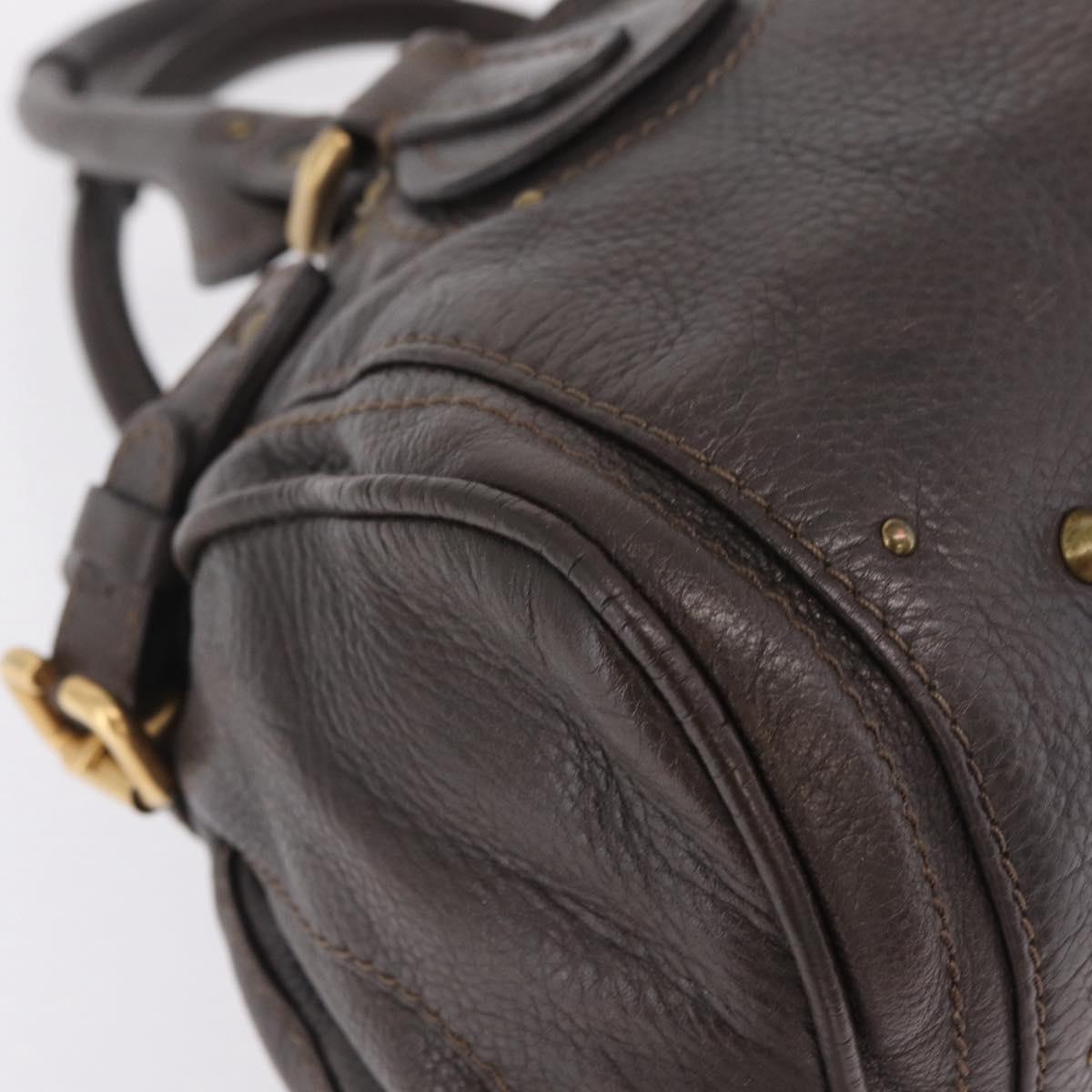 Chloe Paddington Hand Bag Leather Brown Gold Silver Auth BA15973V