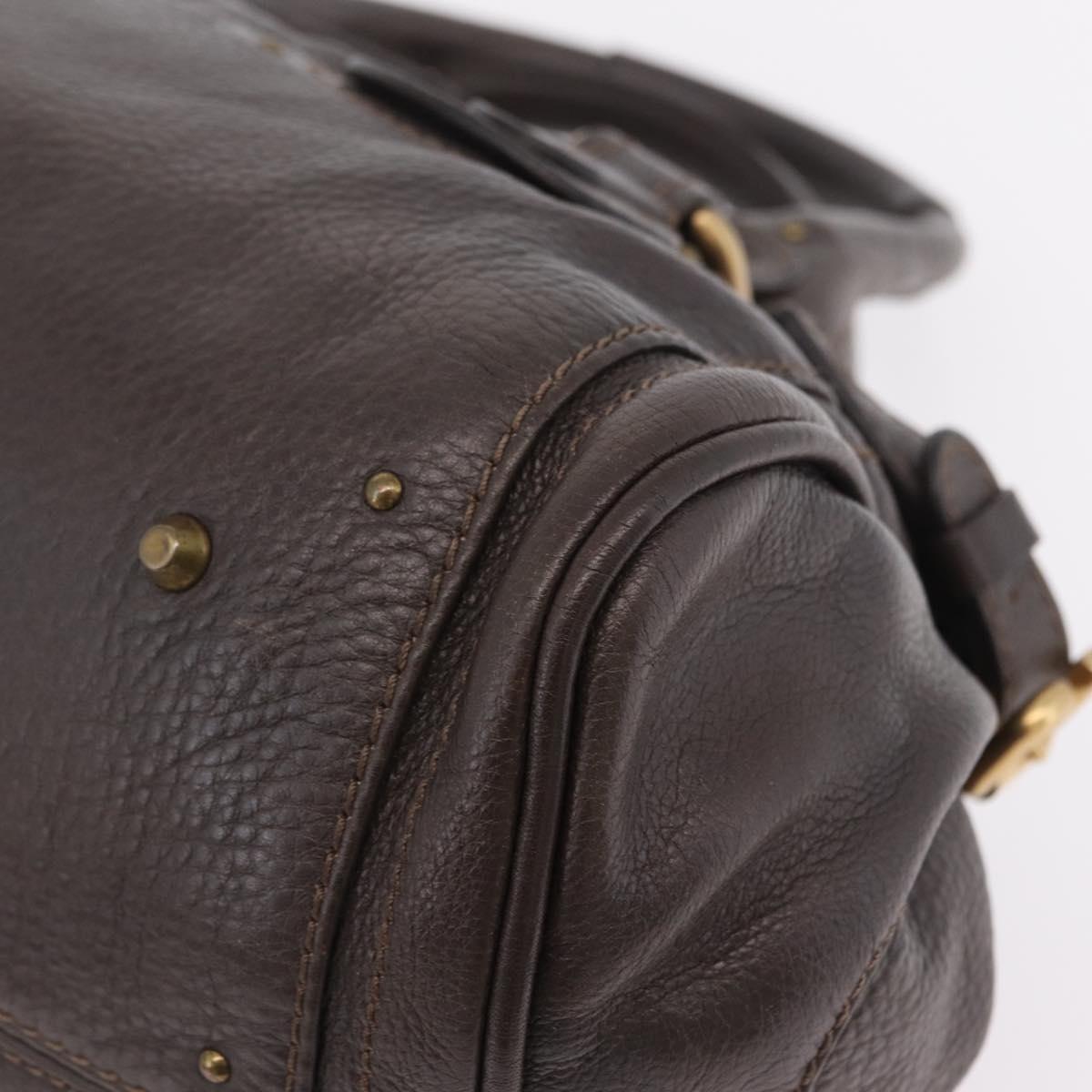 Chloe Paddington Hand Bag Leather Brown Gold Silver Auth BA15973V