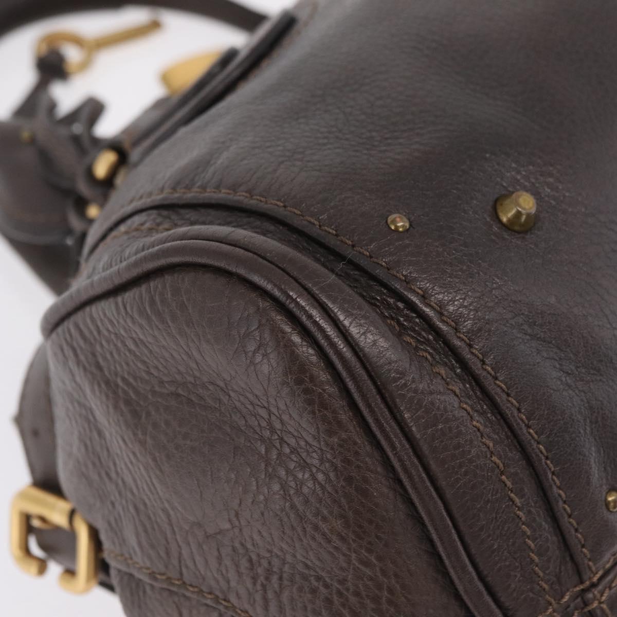 Chloe Paddington Hand Bag Leather Brown Gold Silver Auth BA15973V