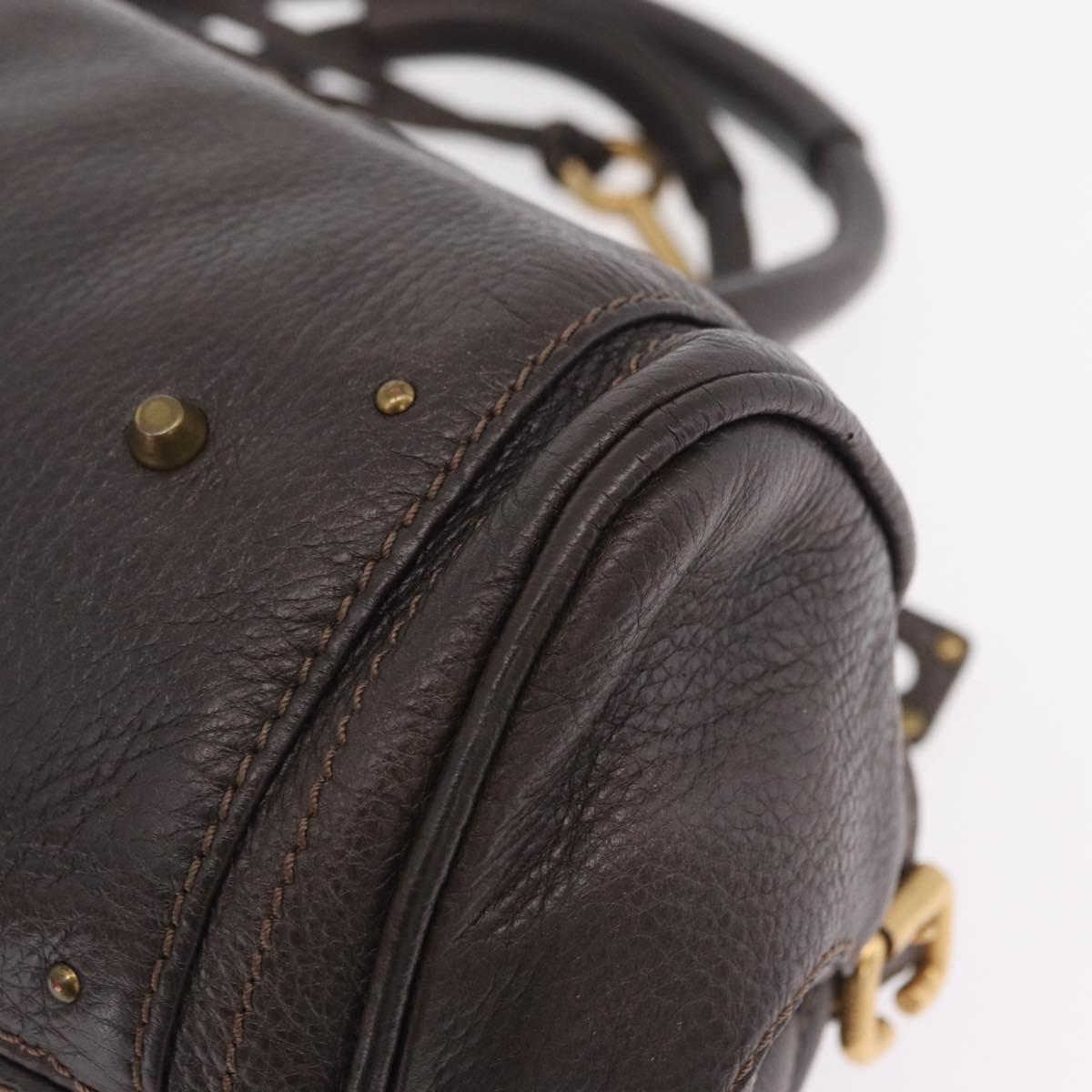 Chloe Paddington Hand Bag Leather Brown Gold Silver Auth BA15973V