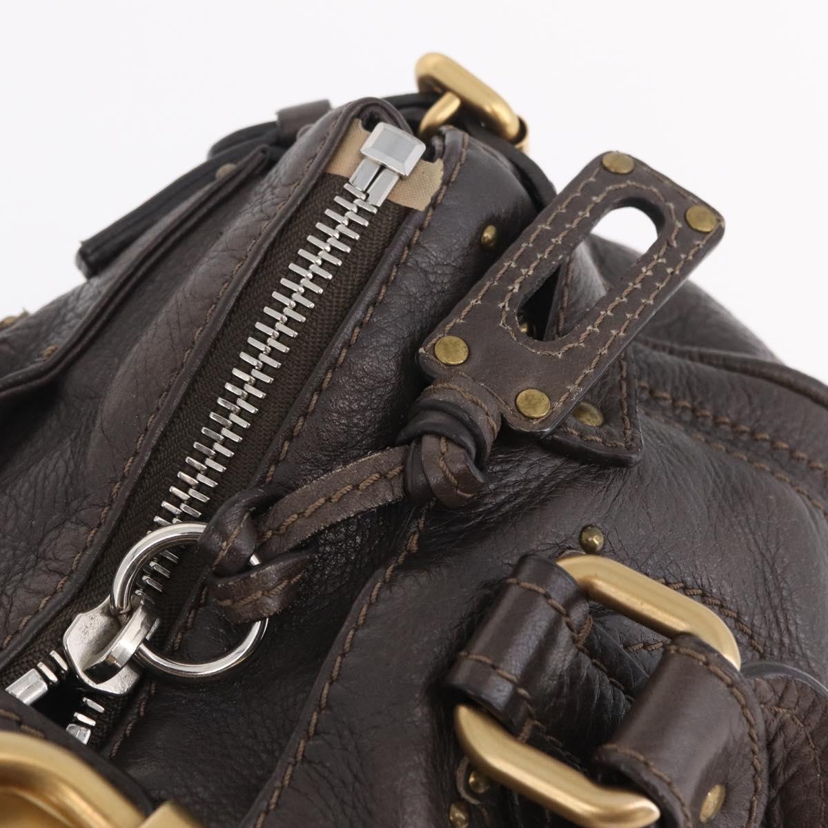 Chloe Paddington Hand Bag Leather Brown Gold Silver Auth BA15973V