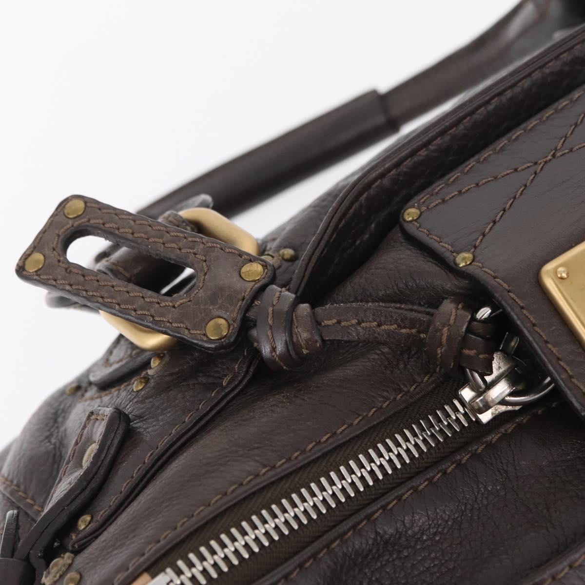 Chloe Paddington Hand Bag Leather Brown Gold Silver Auth BA15973V