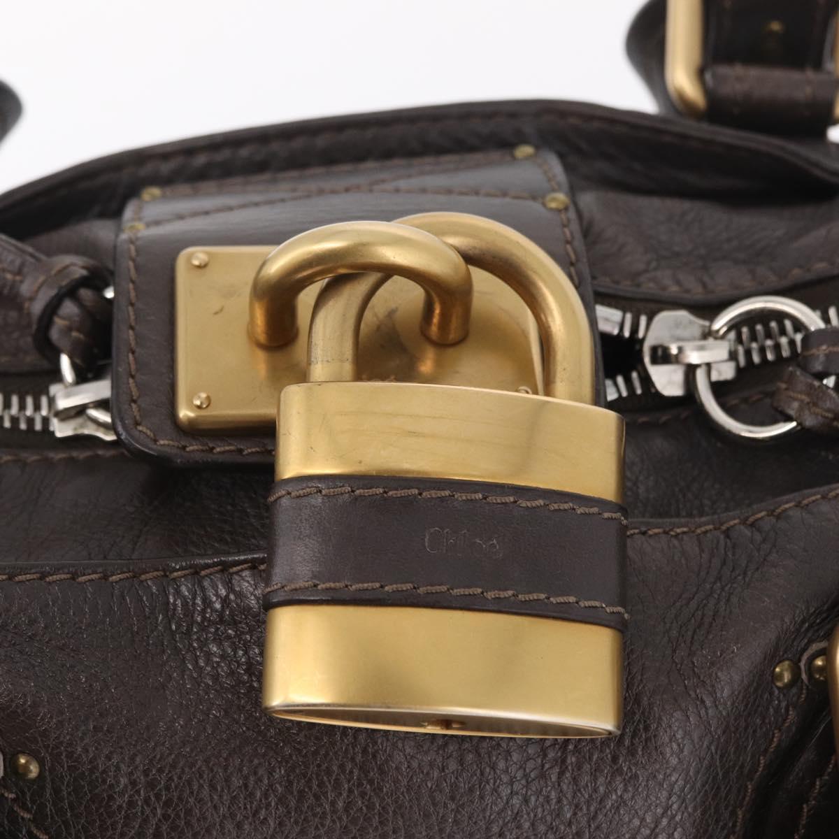 Chloe Paddington Hand Bag Leather Brown Gold Silver Auth BA15973V