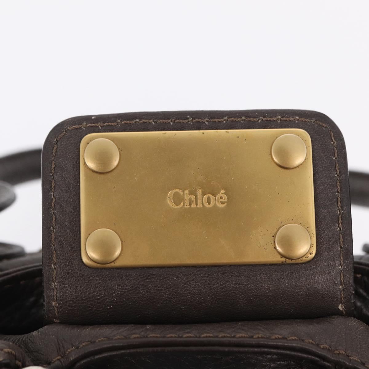Chloe Paddington Hand Bag Leather Brown Gold Silver Auth BA15973V