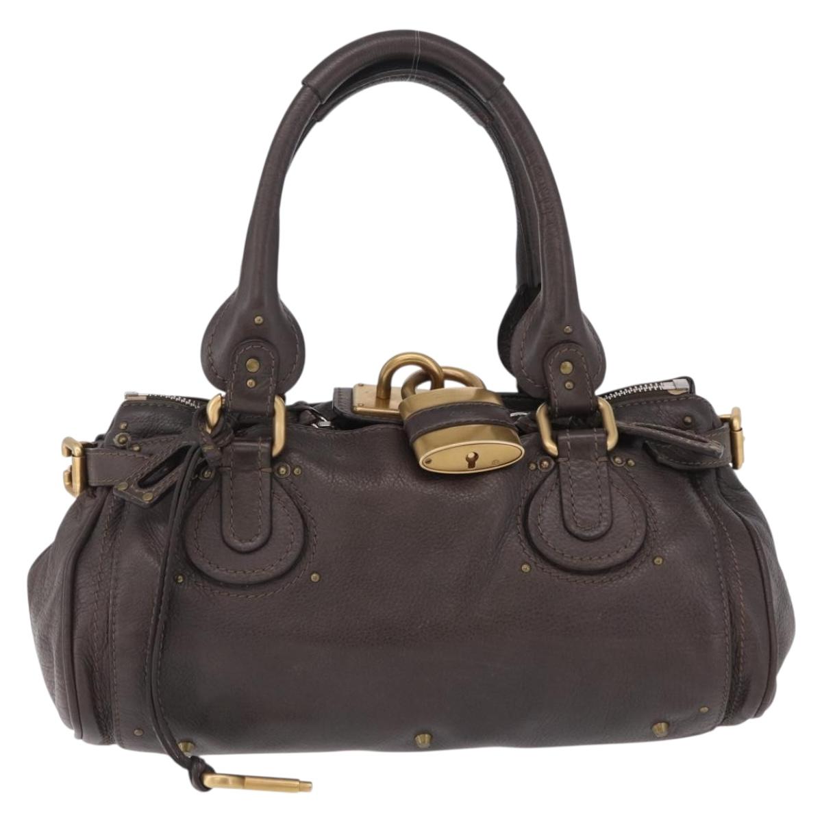 Chloe Paddington Hand Bag Leather Brown Gold Silver Auth BA15973V