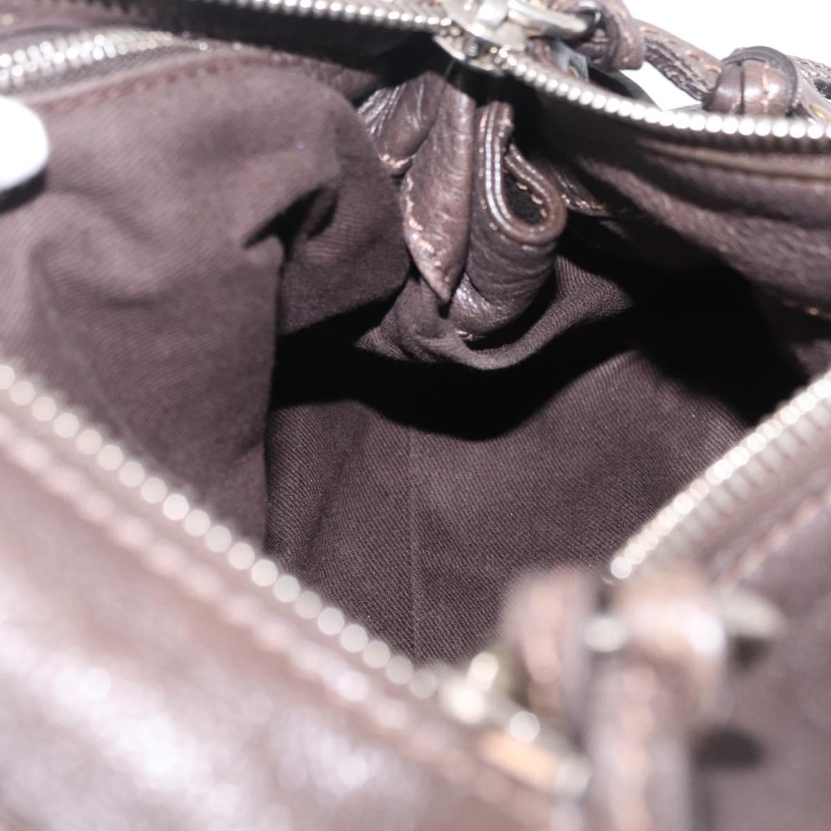 Chloe Paddington Hand Bag Leather Brown Gold Silver Auth BA15973V