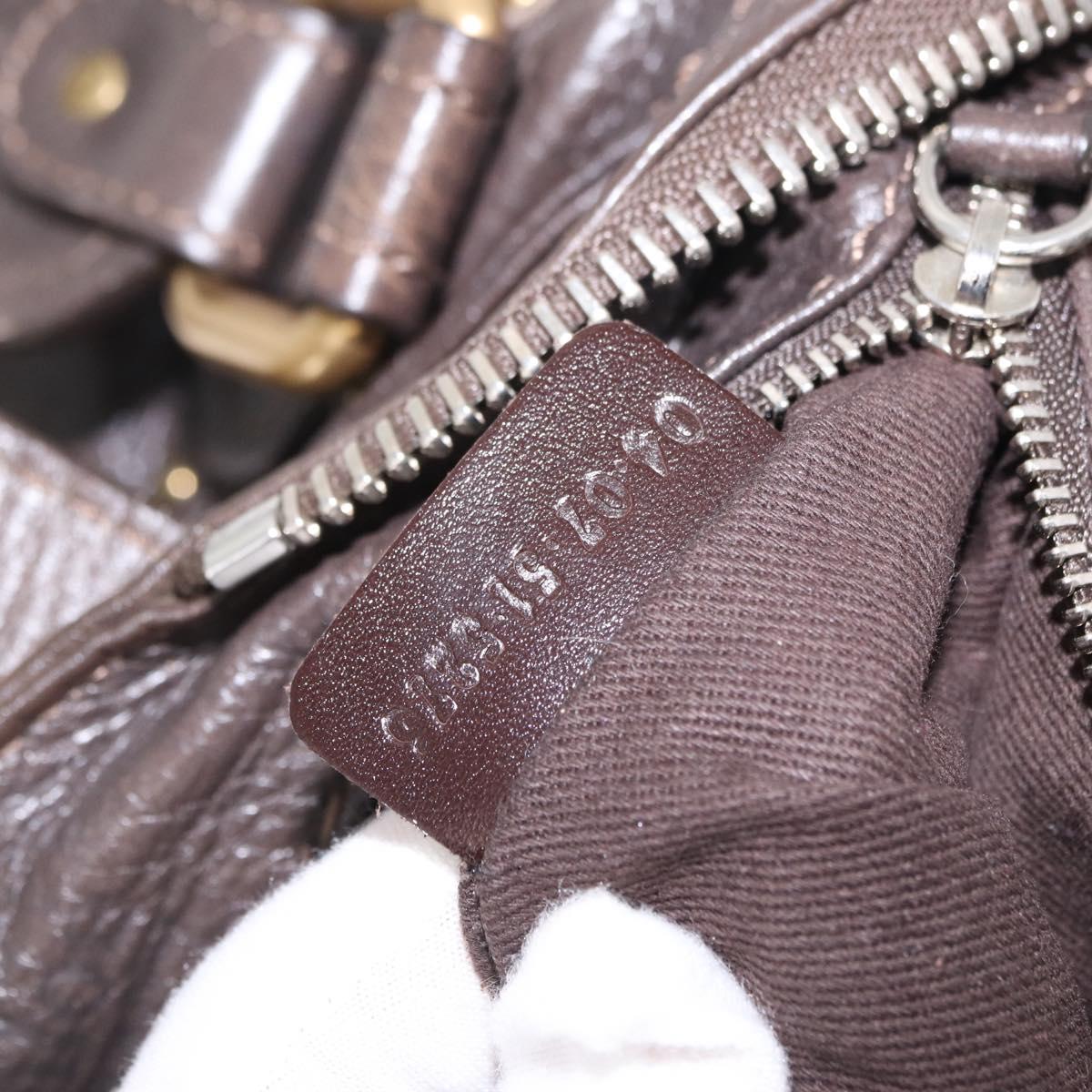 Chloe Paddington Hand Bag Leather Brown Gold Silver Auth BA15973V