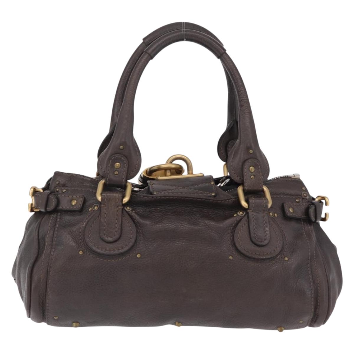 Chloe Paddington Hand Bag Leather Brown Gold Silver Auth BA15973V