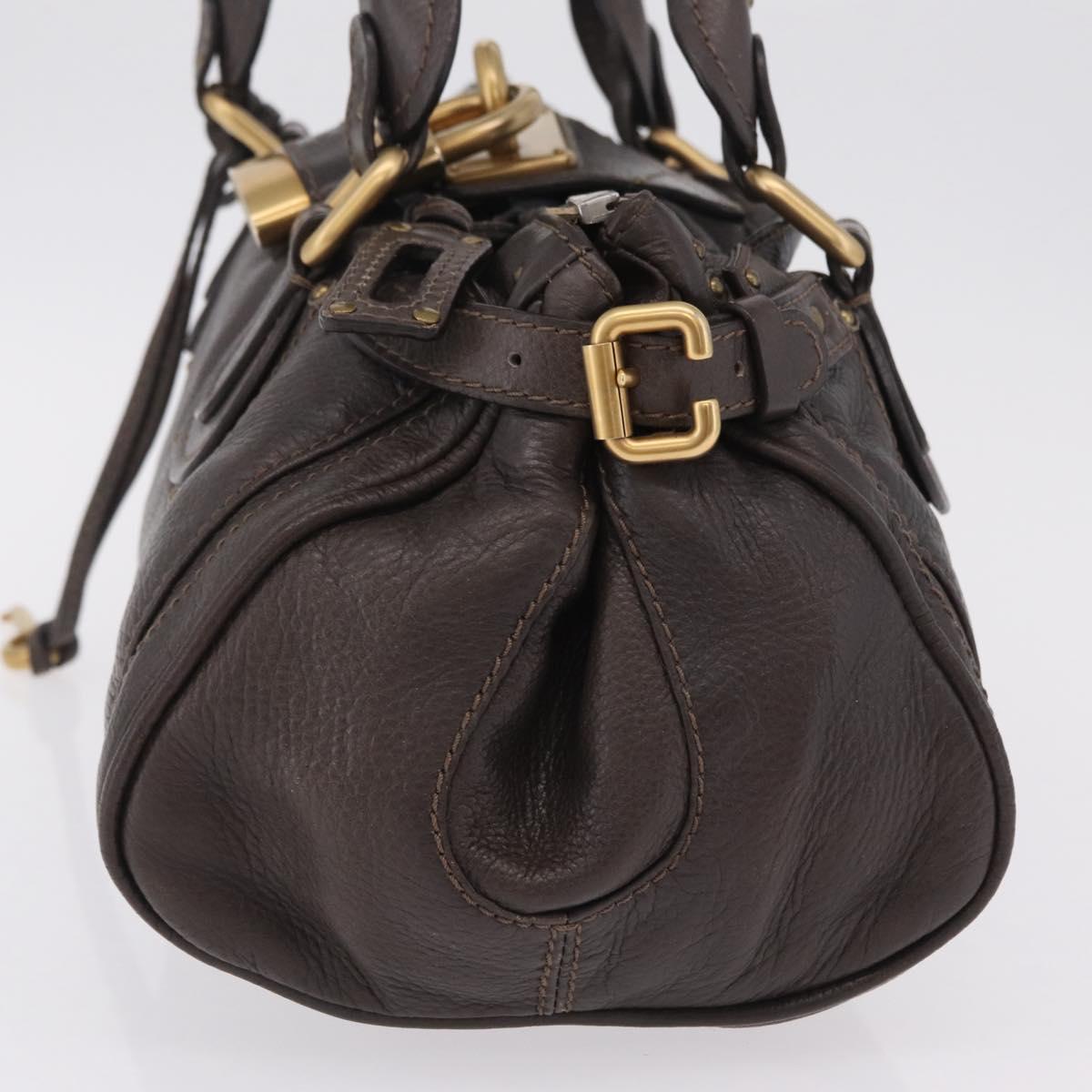 Chloe Paddington Hand Bag Leather Brown Gold Silver Auth BA15973V