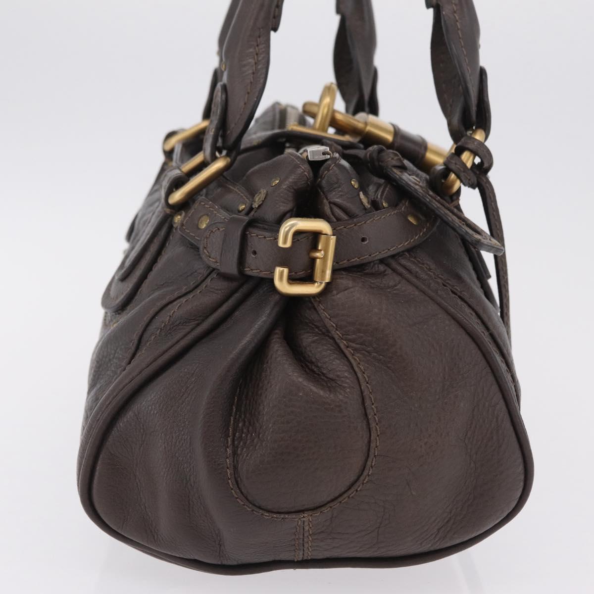 Chloe Paddington Hand Bag Leather Brown Gold Silver Auth BA15973V