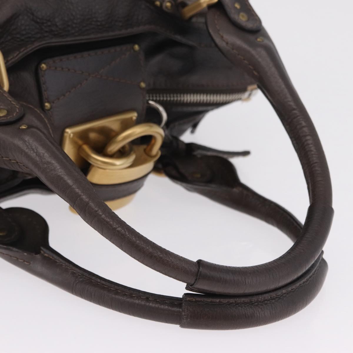 Chloe Paddington Hand Bag Leather Brown Gold Silver Auth BA15973V
