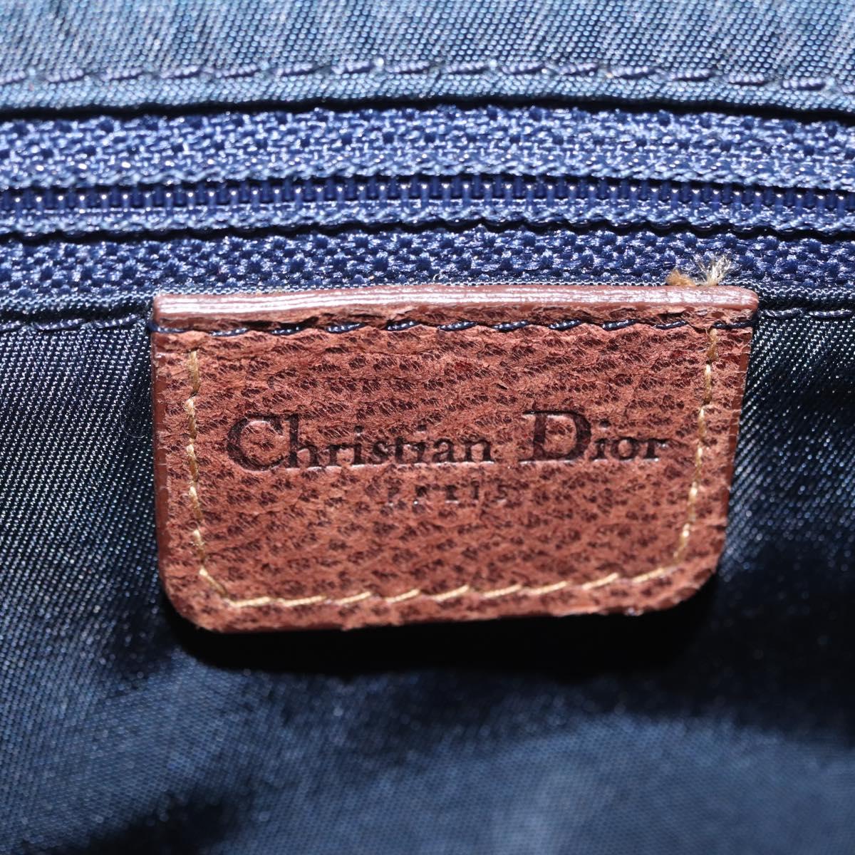 Christian Dior Trotter Canvas Street Chic Shoulder Bag Navy Gold Auth BA15975V