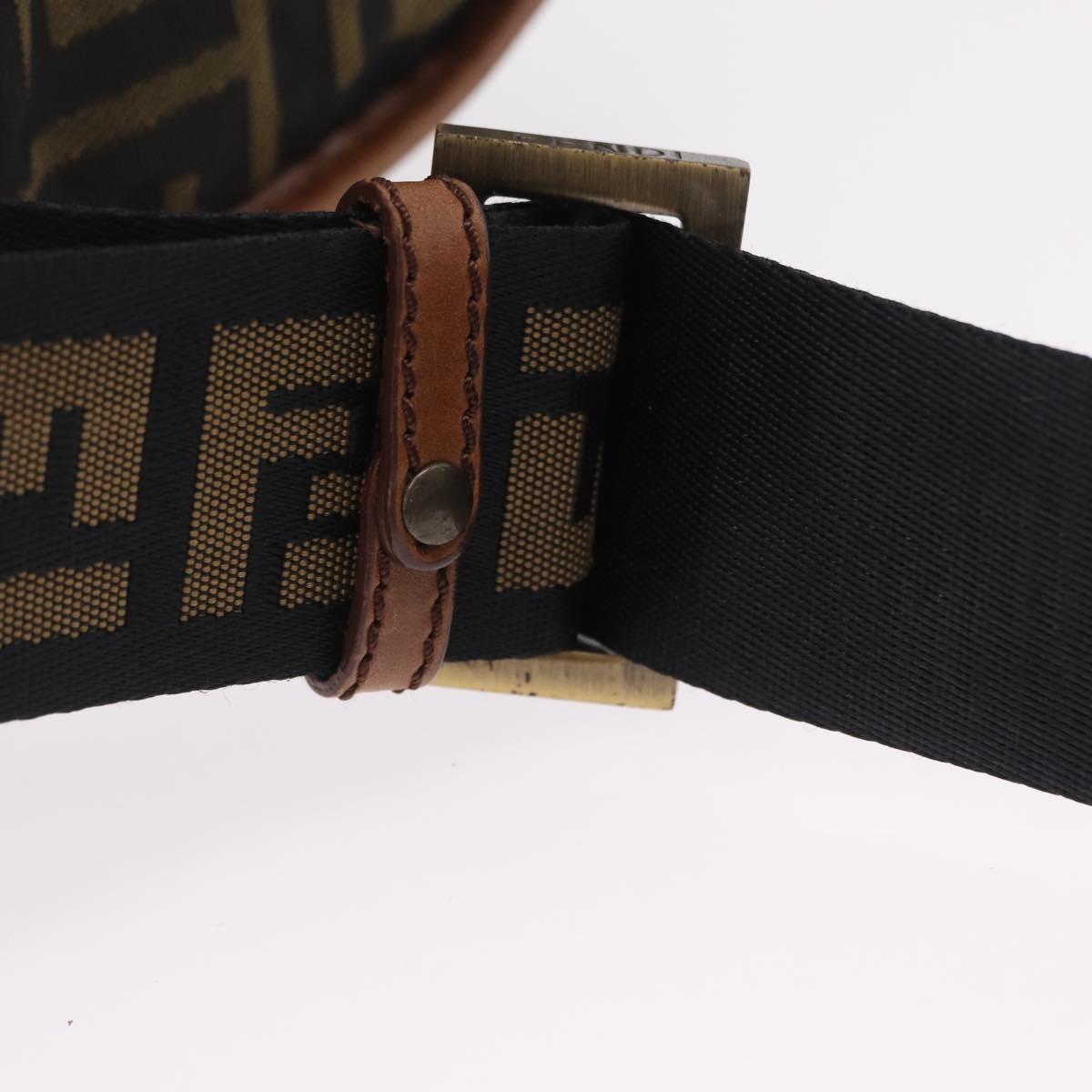 FENDI Zucca Canvas Shoulder Bag Black Brown 7VA152 Auth BA15976A