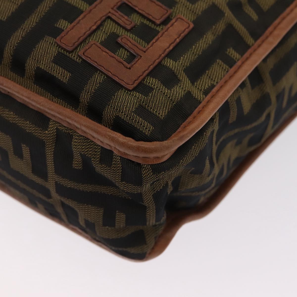 FENDI Zucca Canvas Shoulder Bag Black Brown 7VA152 Auth BA15976A