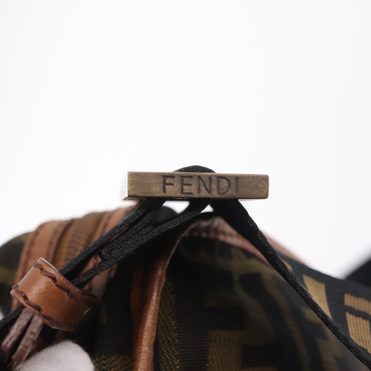 FENDI Zucca Canvas Shoulder Bag Black Brown 7VA152 Auth BA15976A