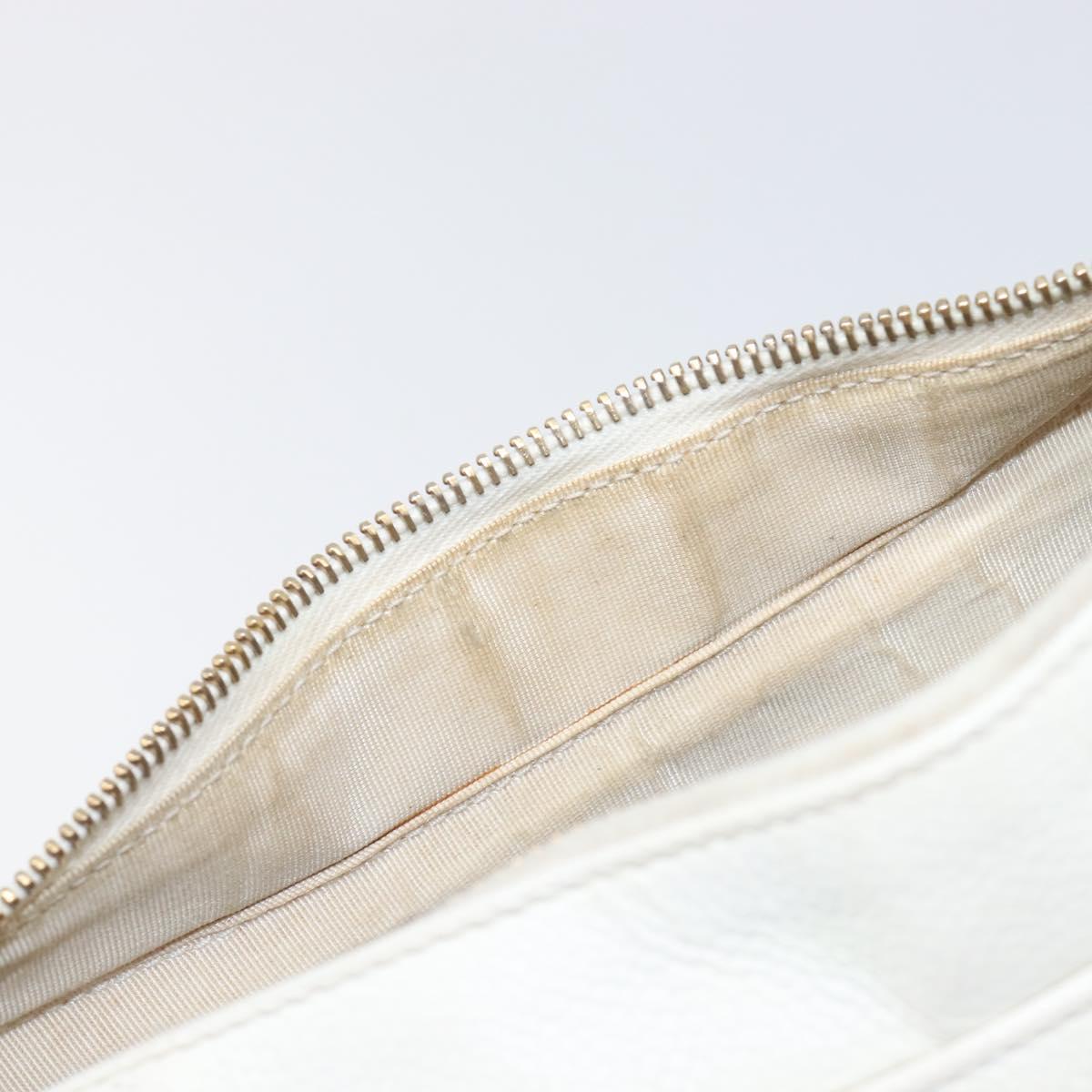 CHANEL Shoulder Bag Caviar Skin White Gold CC Auth BA15977M