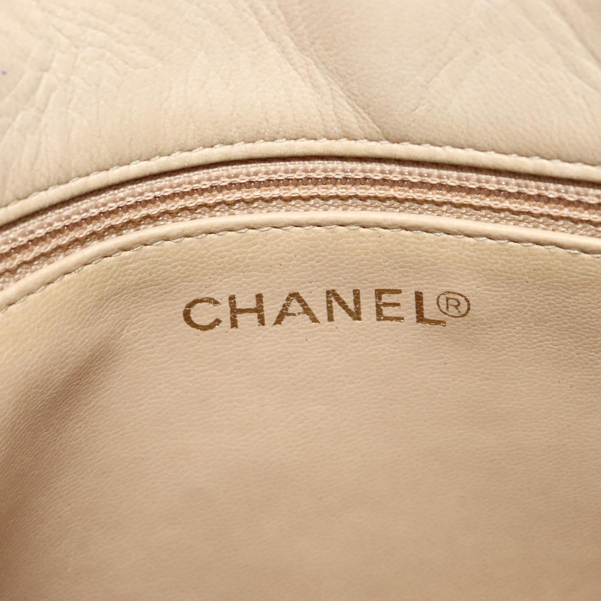 CHANEL Matelasse Chain Shoulder Bag Satin Beige Gold CC Auth BA1598