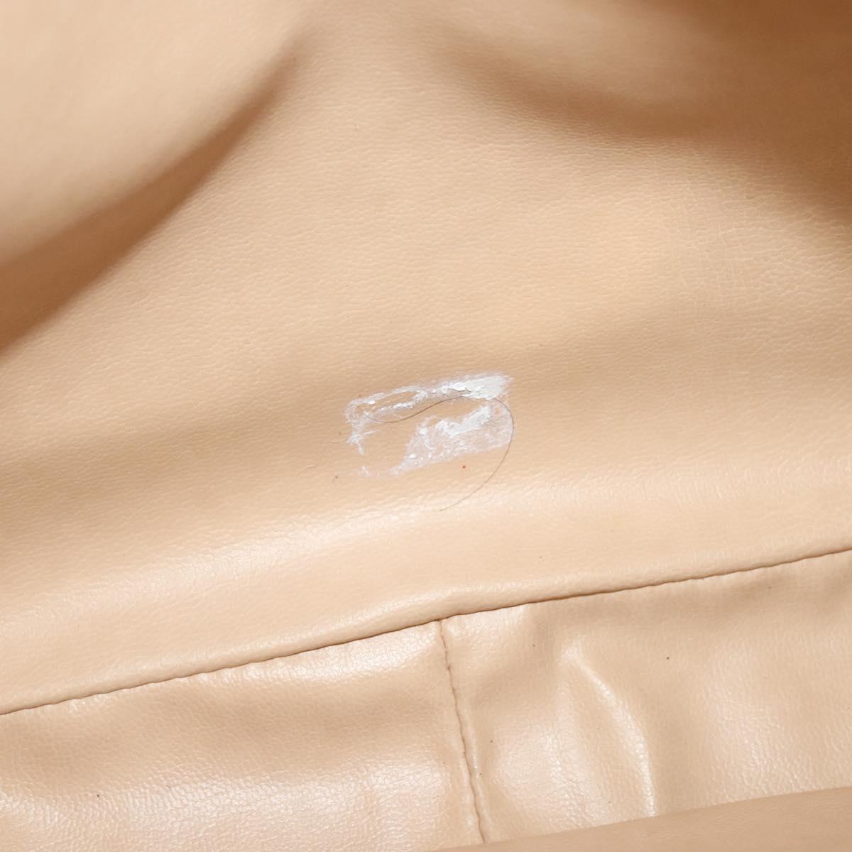 CHANEL Matelasse Chain Shoulder Bag Satin Beige Gold CC Auth BA1598