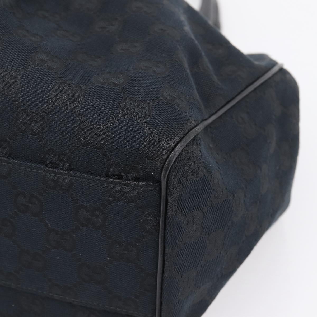 GUCCI GG Canvas Sukey Hand Bag Black Gold 211944 Auth BA15982V