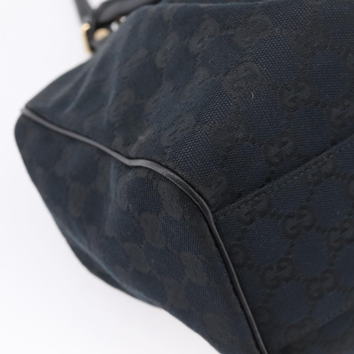 GUCCI GG Canvas Sukey Hand Bag Black Gold 211944 Auth BA15982V