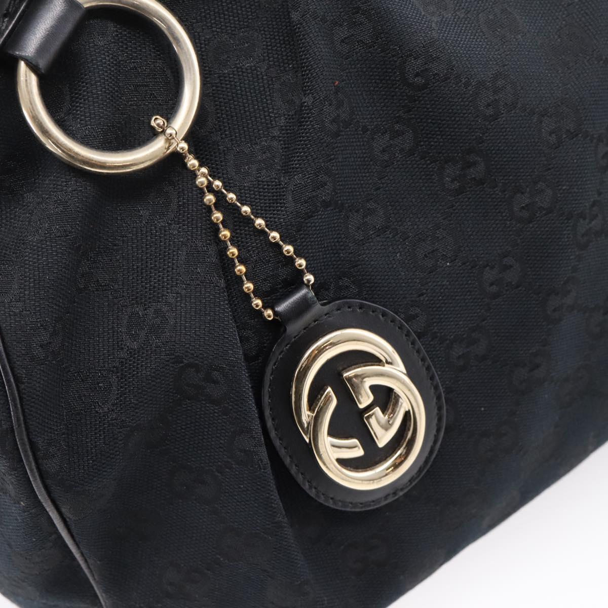 GUCCI GG Canvas Sukey Hand Bag Black Gold 211944 Auth BA15982V