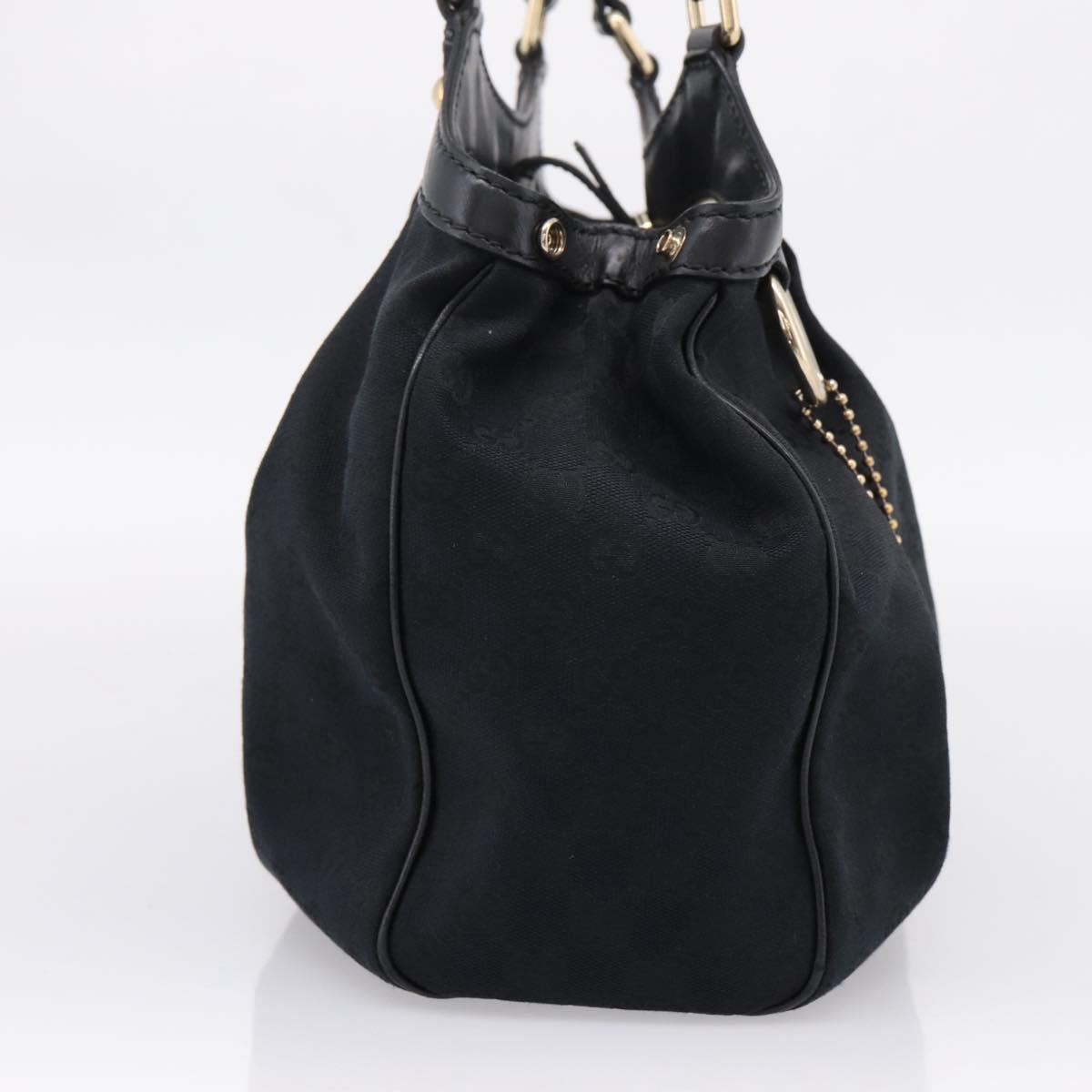 GUCCI GG Canvas Sukey Hand Bag Black Gold 211944 Auth BA15982V