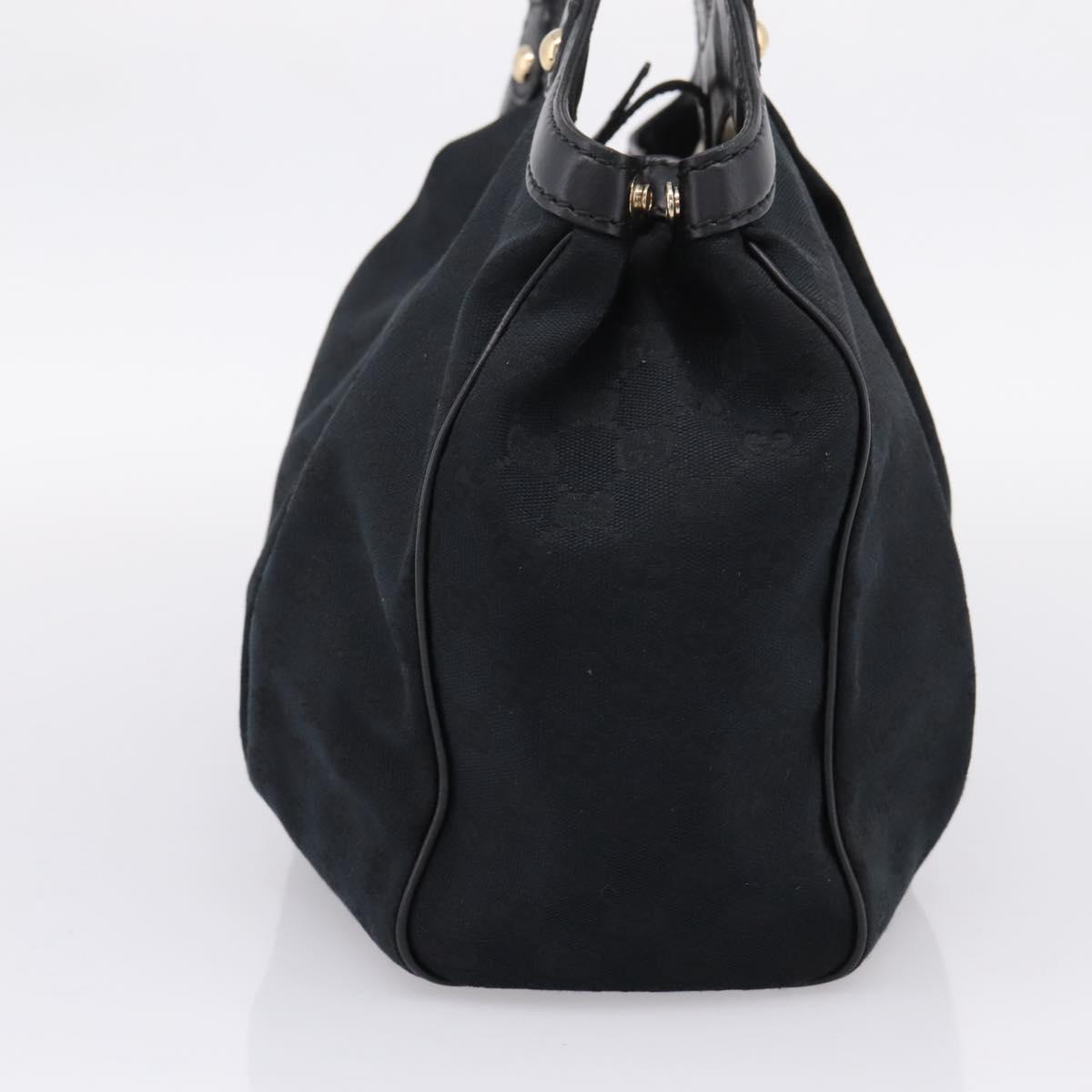 GUCCI GG Canvas Sukey Hand Bag Black Gold 211944 Auth BA15982V