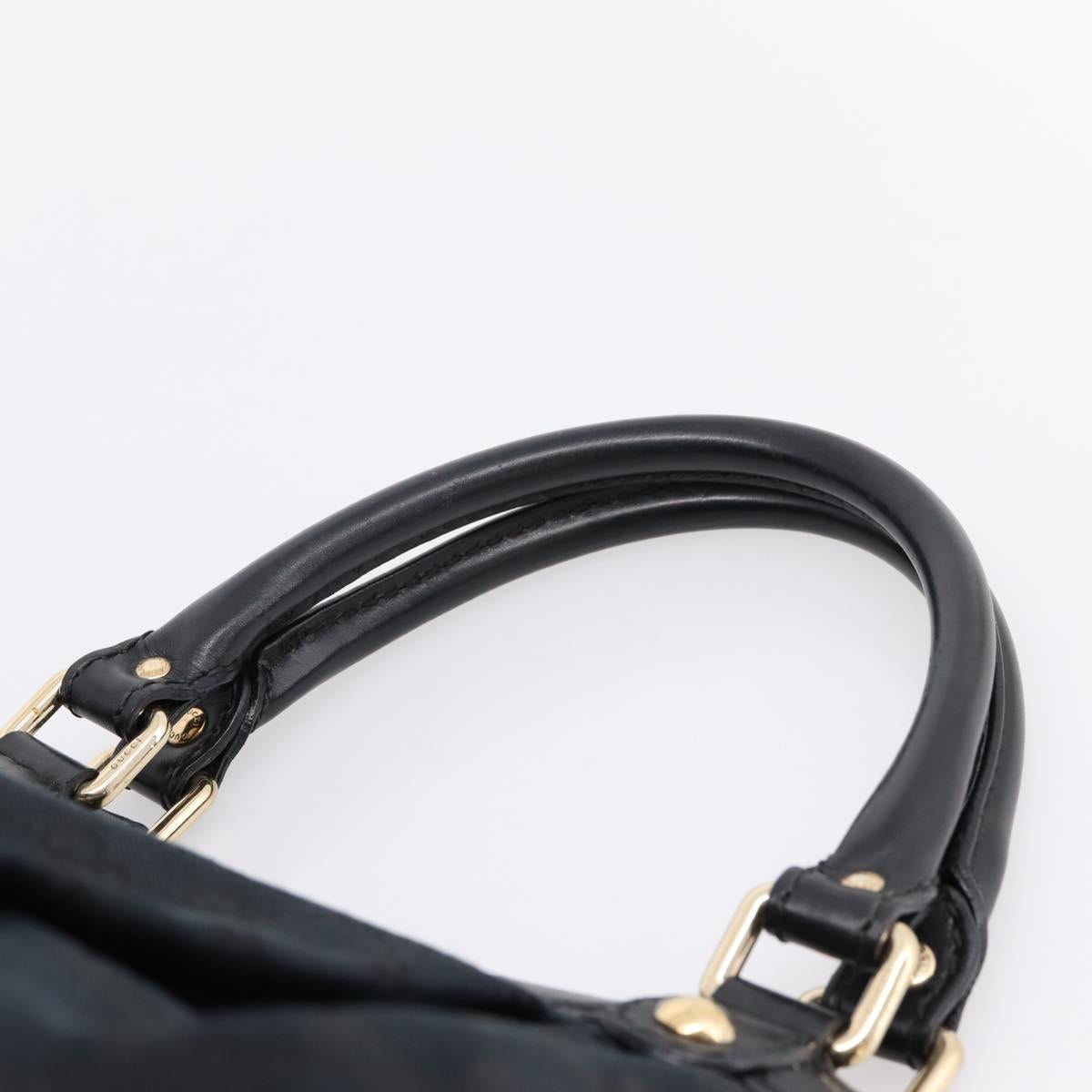 GUCCI GG Canvas Sukey Hand Bag Black Gold 211944 Auth BA15982V