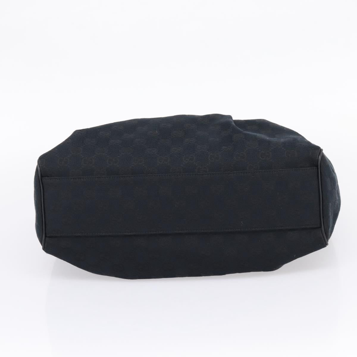 GUCCI GG Canvas Sukey Hand Bag Black Gold 211944 Auth BA15982V
