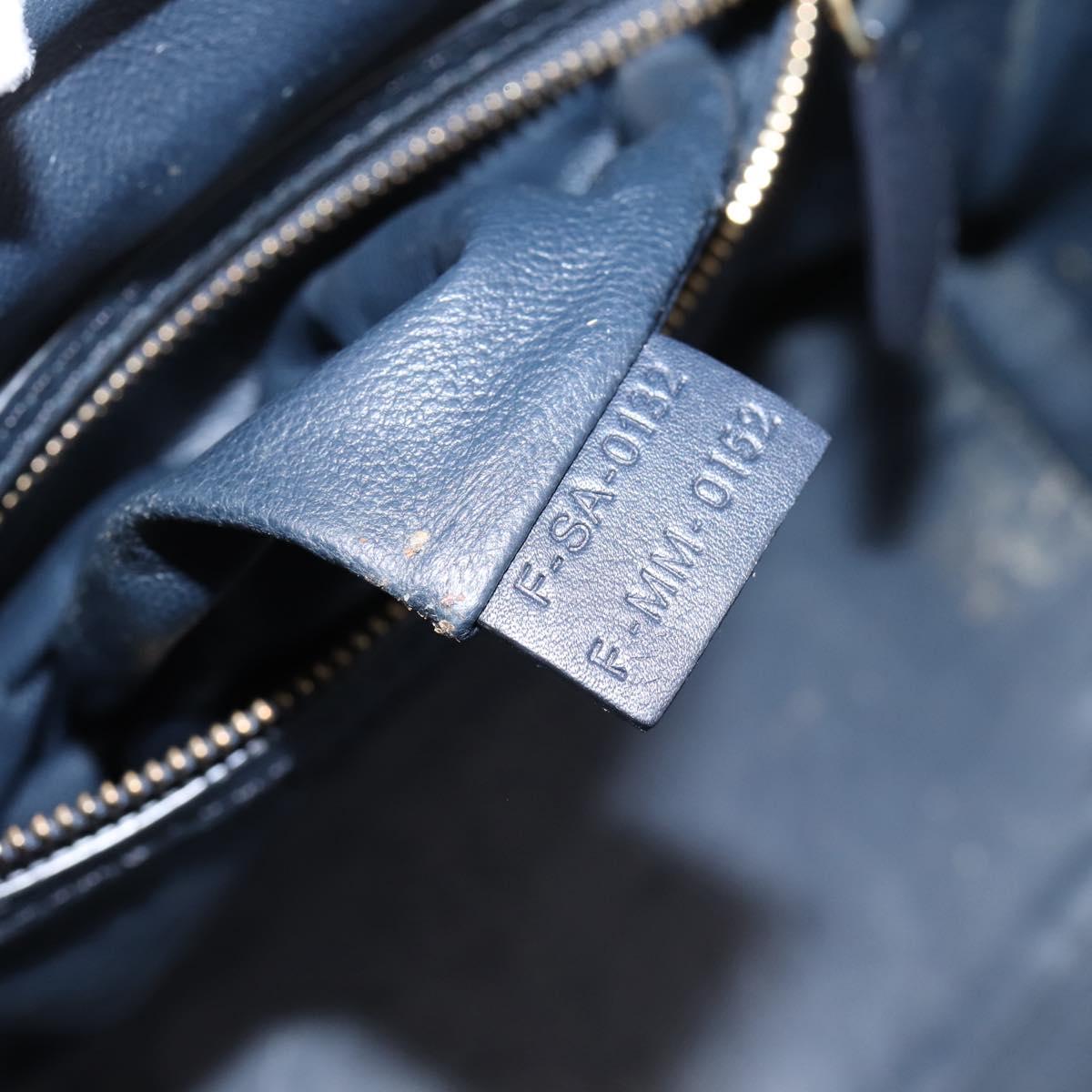 CELINE Luggage Micro Shopper Hand Bag Leather Navy Gold Auth BA15985V