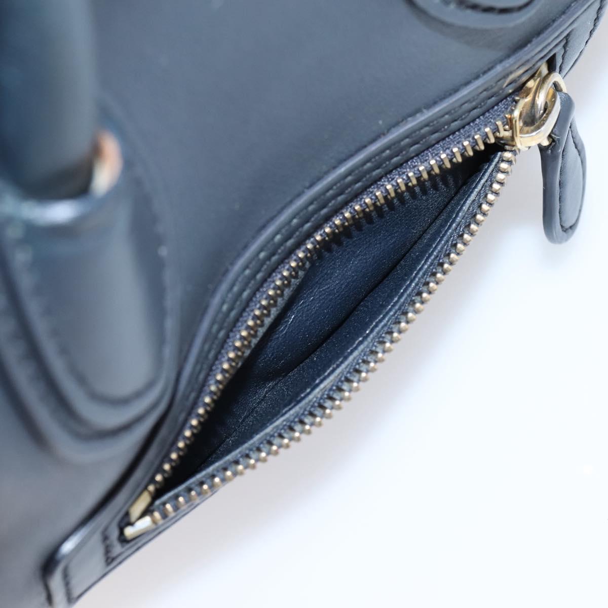 CELINE Luggage Micro Shopper Hand Bag Leather Navy Gold Auth BA15985V