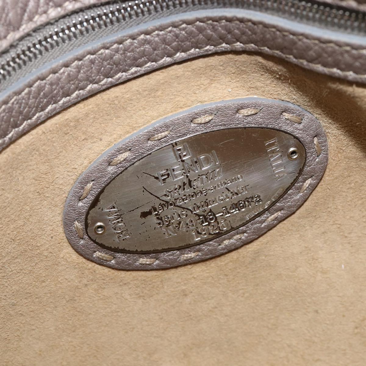 FENDI Celeria Mamma Baguette Bag Leather Beige Silver 8BR102 Auth BA15987V