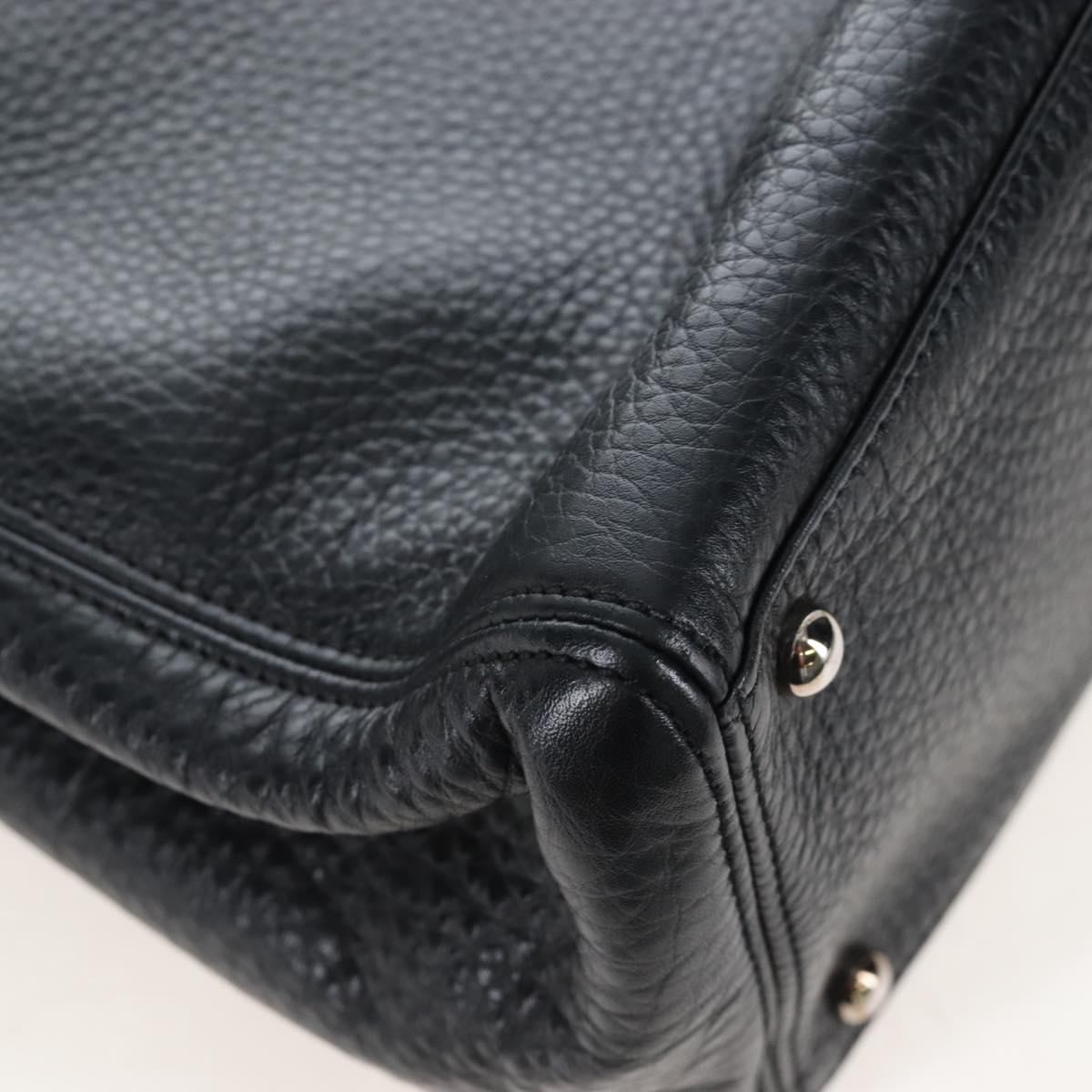 CHANEL Executive Tote Bag Leather 2way Black Silver CC Auth BA15992SAM