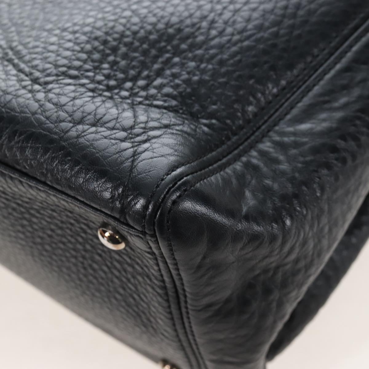 CHANEL Executive Tote Bag Leather 2way Black Silver CC Auth BA15992SAM