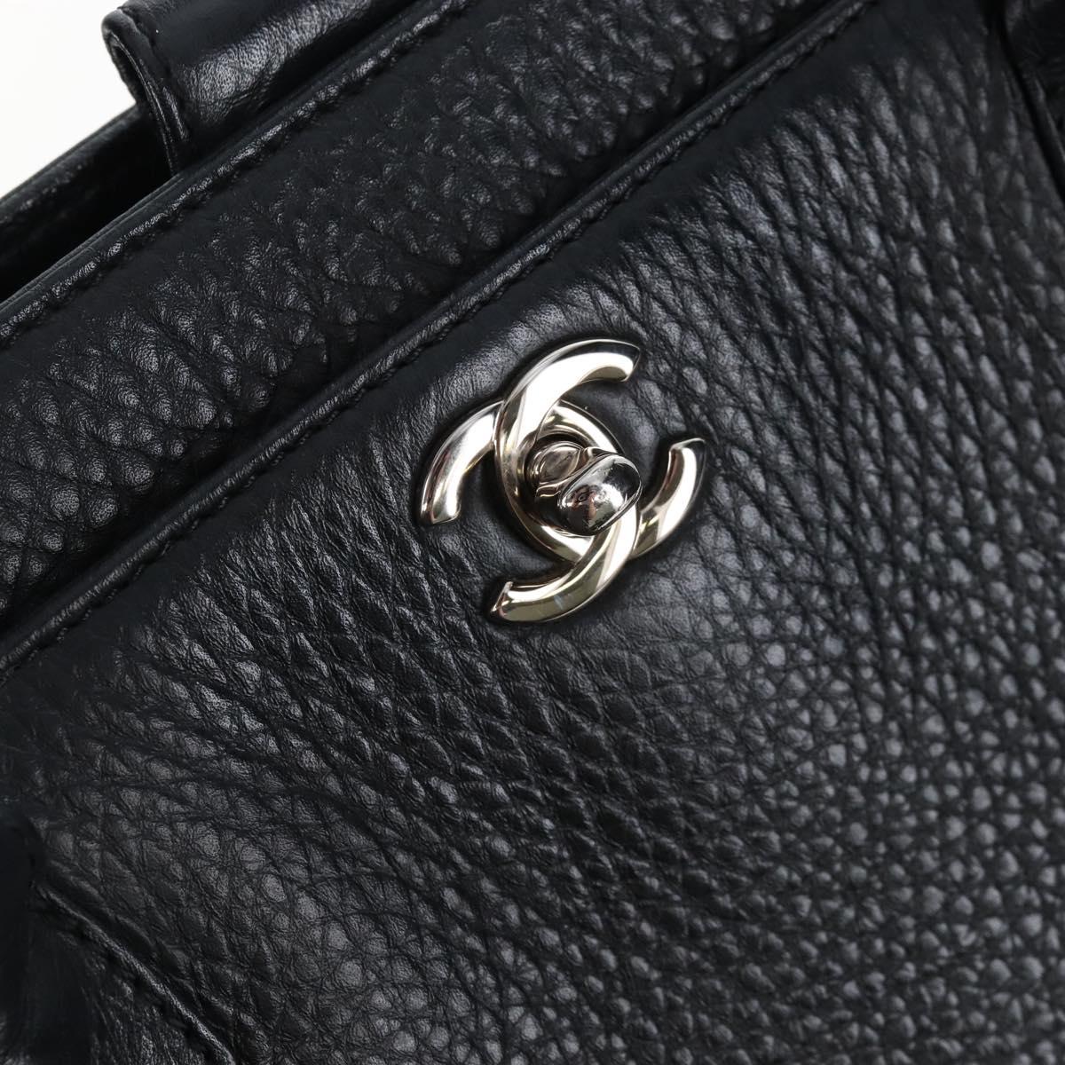 CHANEL Executive Tote Bag Leather 2way Black Silver CC Auth BA15992SAM