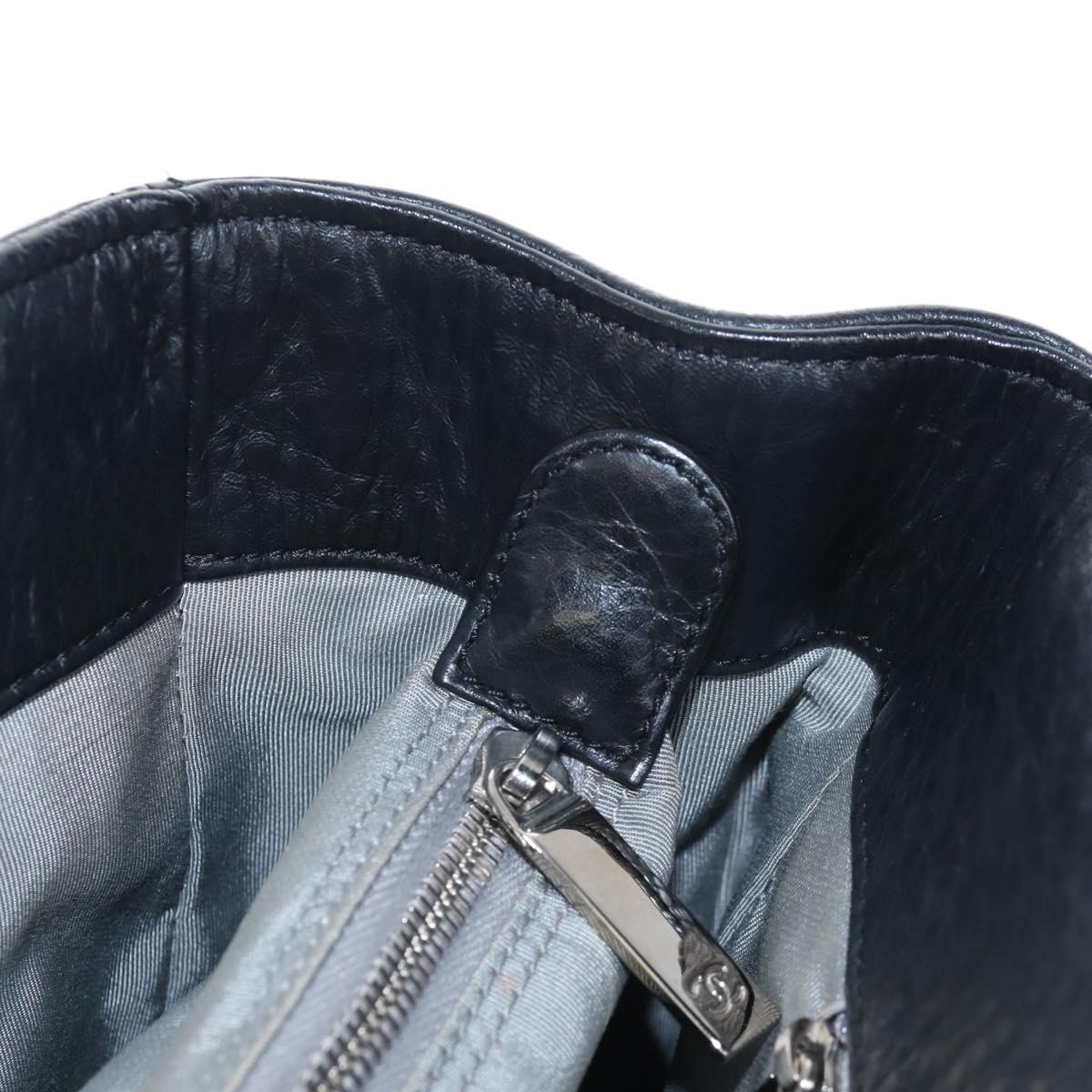 CHANEL Executive Tote Bag Leather 2way Black Silver CC Auth BA15992SAM
