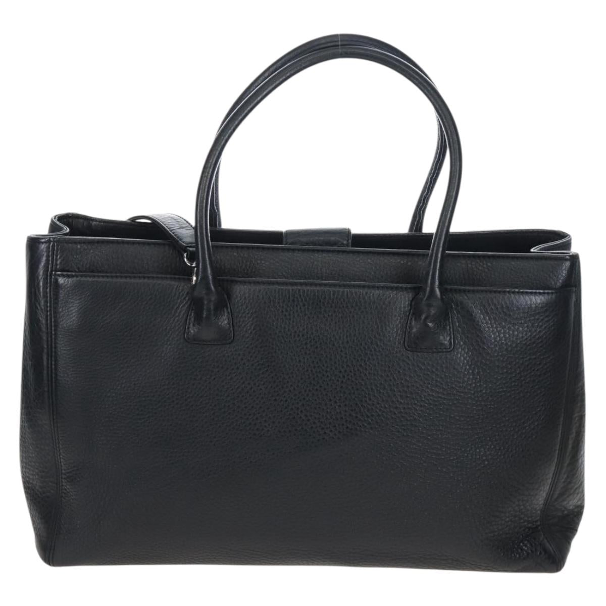 CHANEL Executive Tote Bag Leather 2way Black Silver CC Auth BA15992SAM