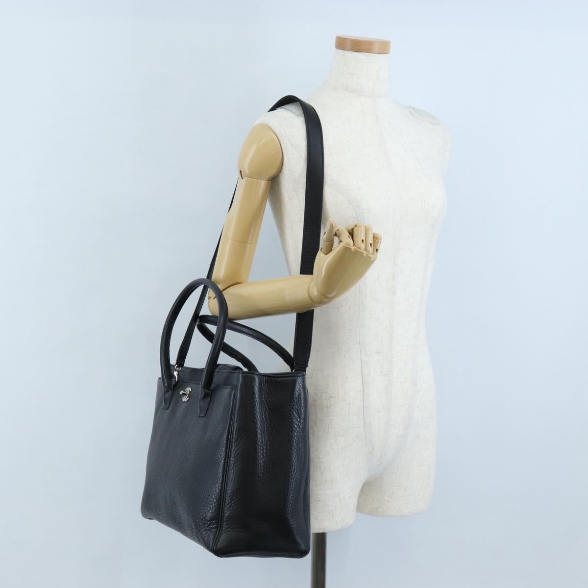 CHANEL Executive Tote Bag Leather 2way Black Silver CC Auth BA15992SAM