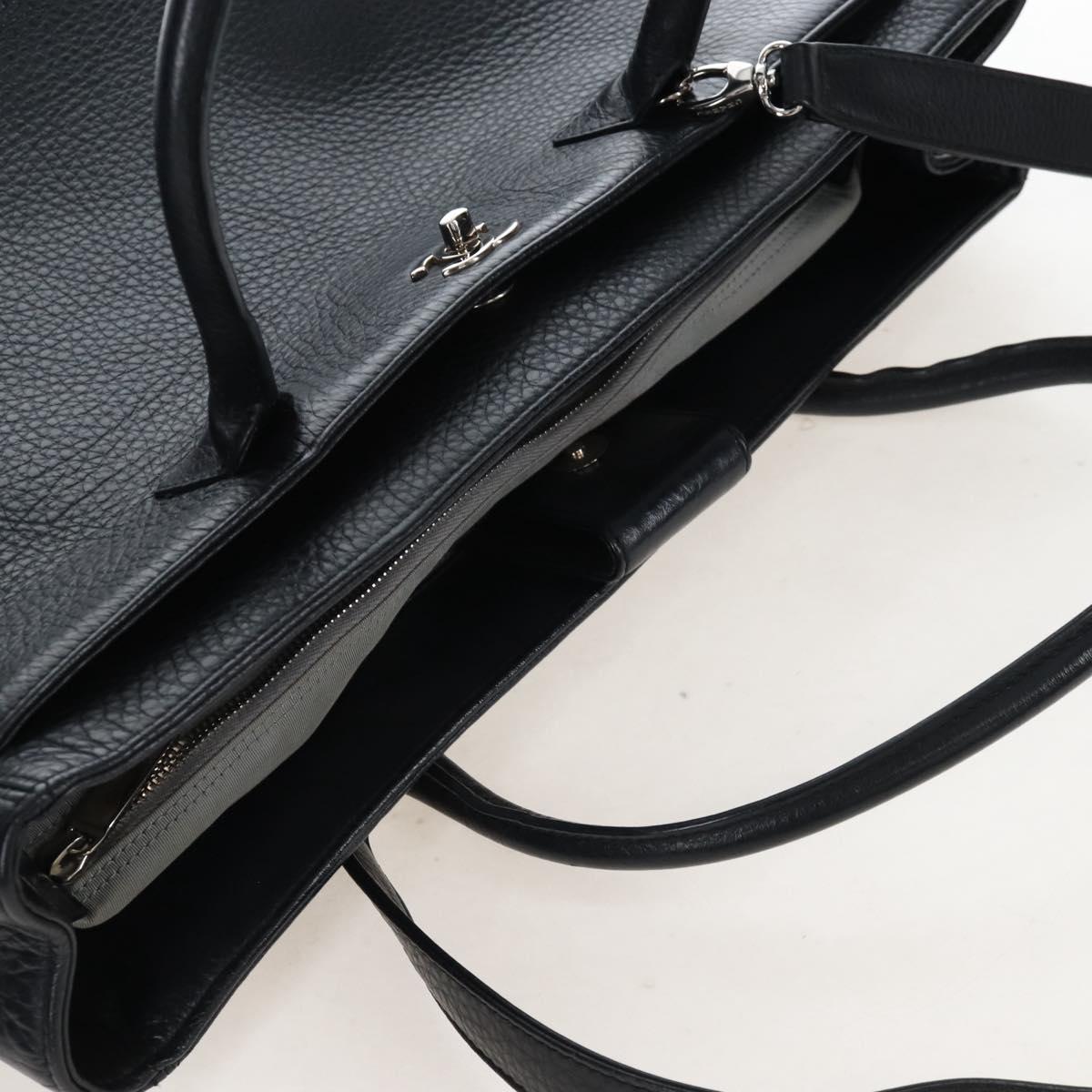 CHANEL Executive Tote Bag Leather 2way Black Silver CC Auth BA15992SAM