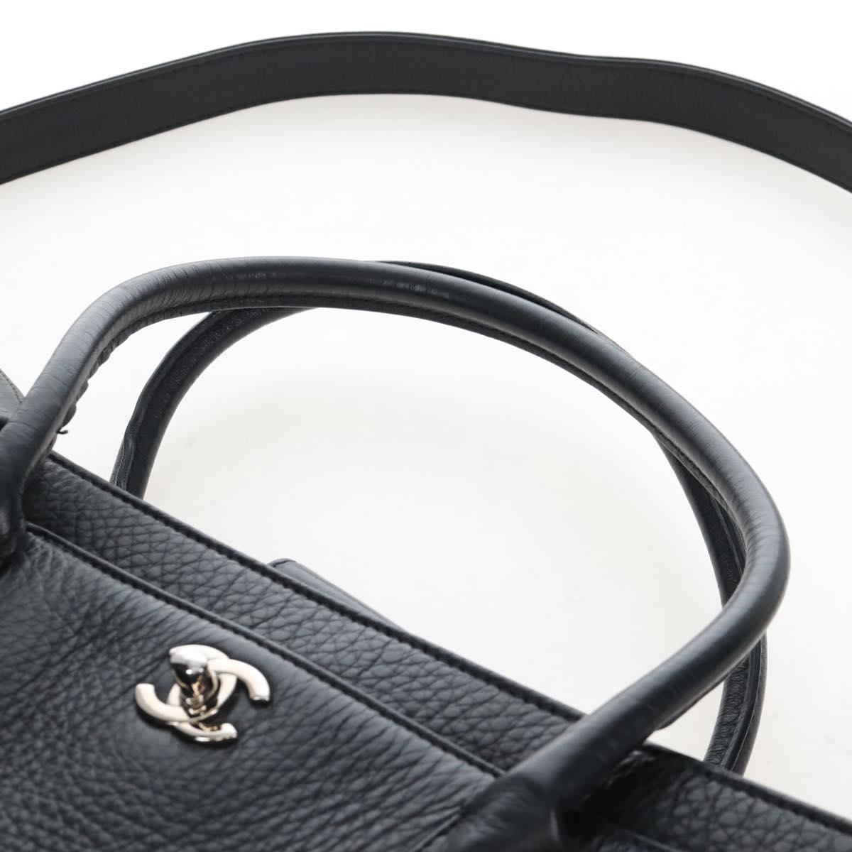 CHANEL Executive Tote Bag Leather 2way Black Silver CC Auth BA15992SAM