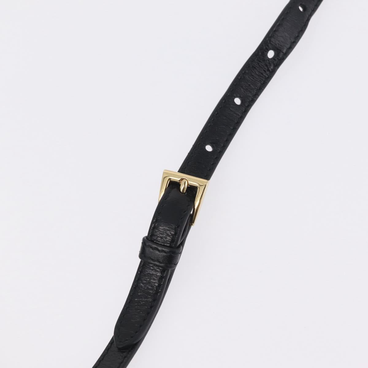 PRADA Hand Bag Leather 2way Black Gold Auth BA15993SAM