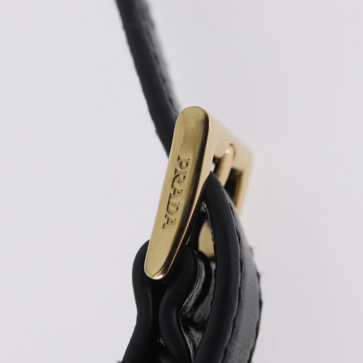 PRADA Hand Bag Leather 2way Black Gold Auth BA15993SAM