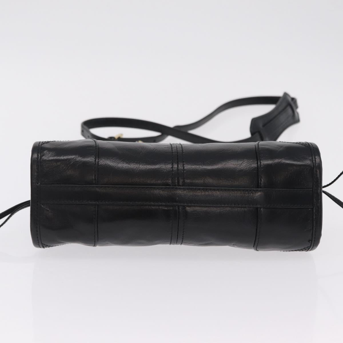PRADA Hand Bag Leather 2way Black Gold Auth BA15993SAM